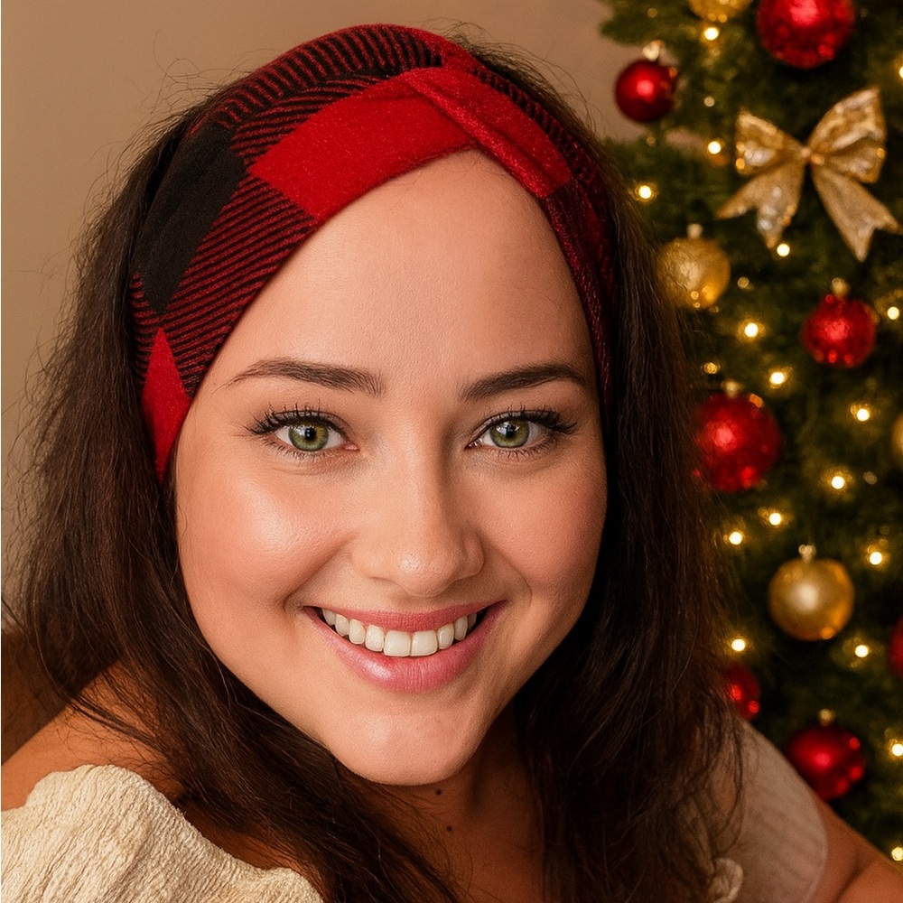 Red and Black Buffalo Plaid Headwrap /Ear Warmer Cozy winter headwrap/ Handmade